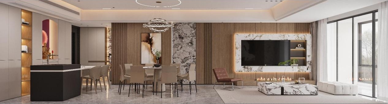 Warm minimalism residential interior